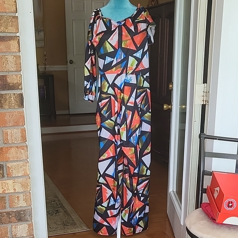 Vibrant Geometric Maxi Dress